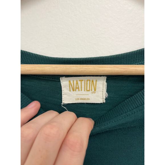 Nation LTD Sabine Balloon Sleeve Boho Romantic Soft Long Sleeve Tee Teal Large* - Picture 7 of 10